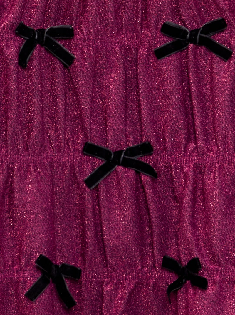 Vestido de punto brillante con lazos de fantasía Rojo - Kiabi