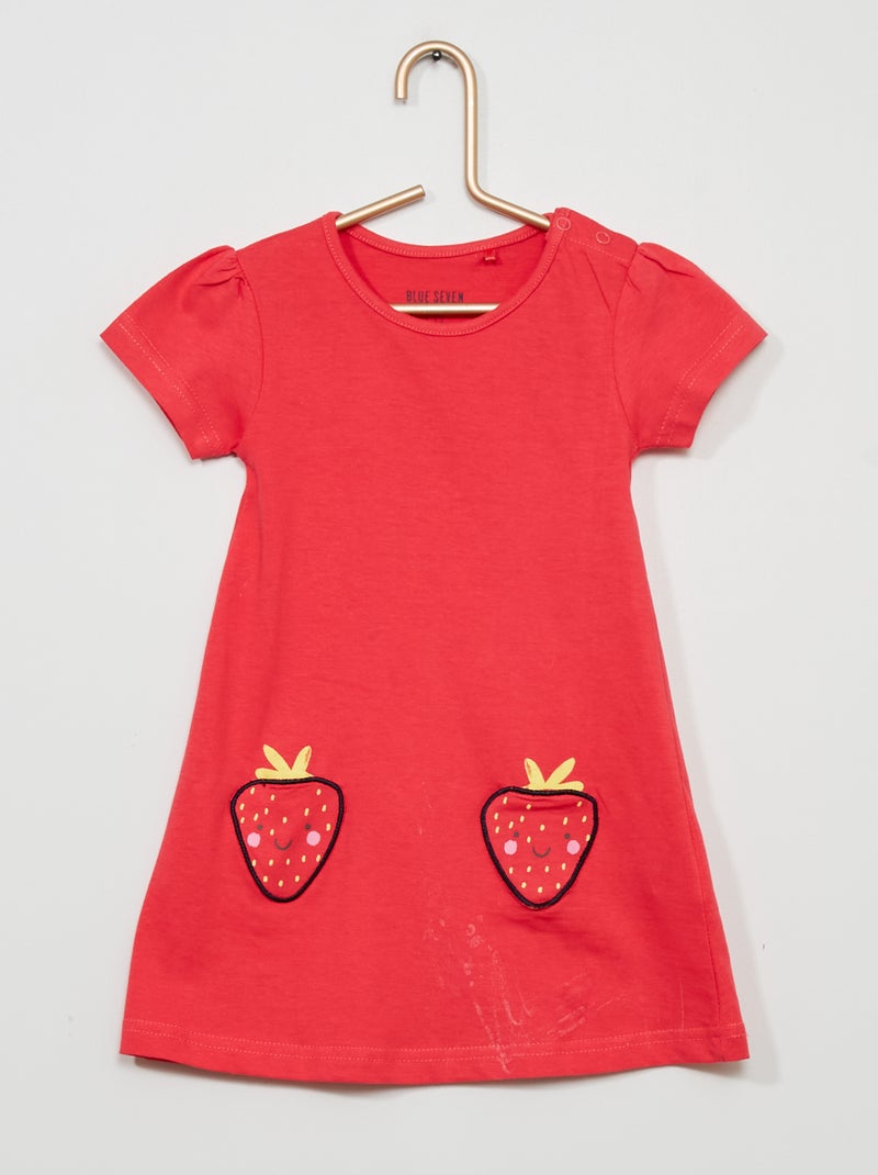 Vestido de punto con bolsillos 'fresas' ROSA - Kiabi