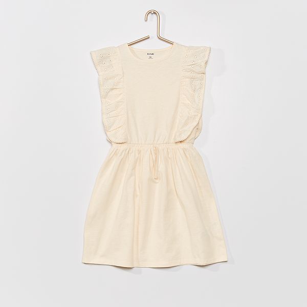 Vestido de punto con bordado inglés Niña 3-12 años - BLANCO - Kiabi - 9,00€