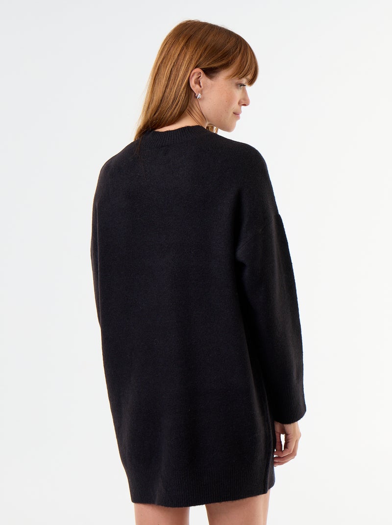 Vestido de punto con botones martillados Negro - Kiabi