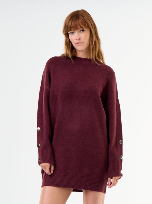 Vestido de punto con botones martillados - Kiabi