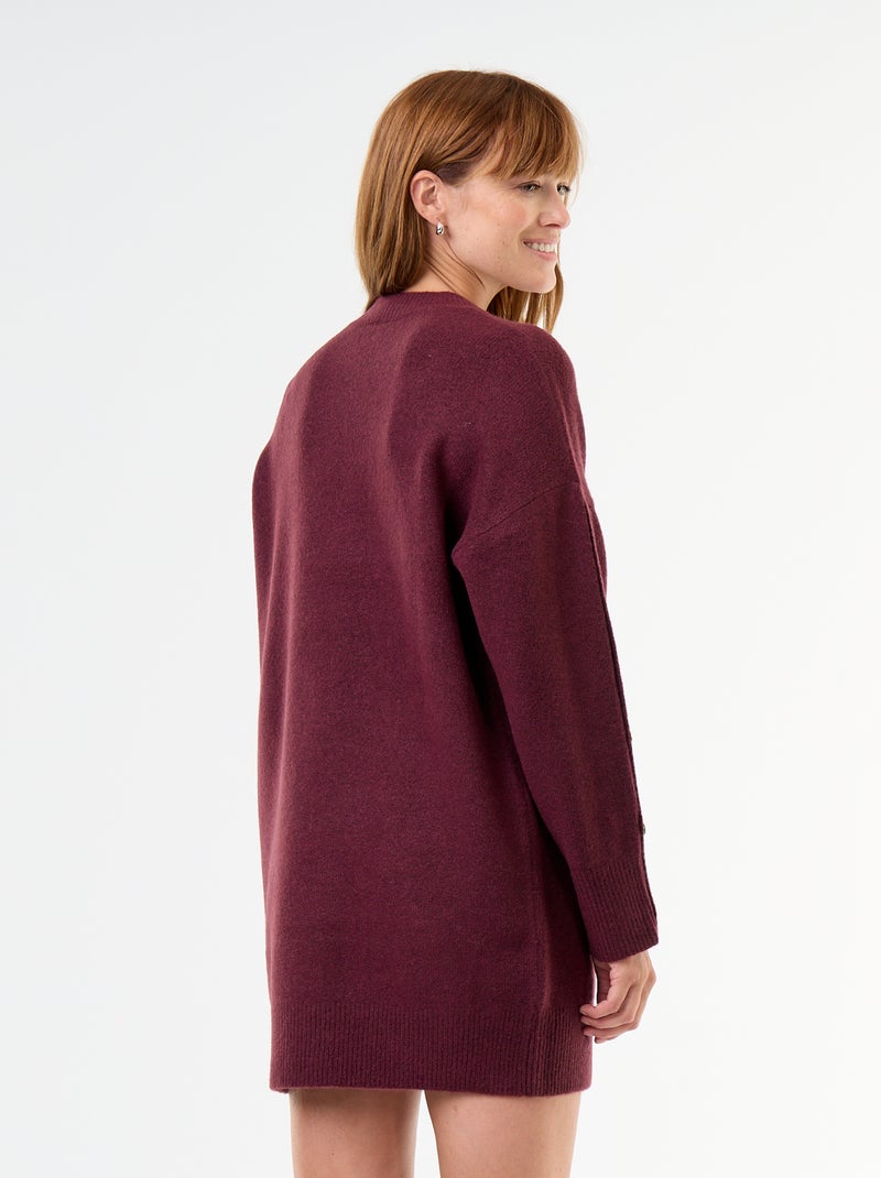 Vestido de punto con botones martillados Rojo - Kiabi