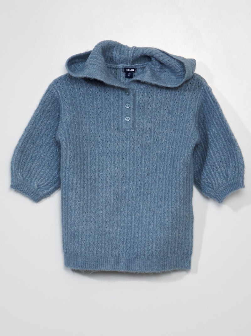 Vestido de punto con capucha AZUL - Kiabi