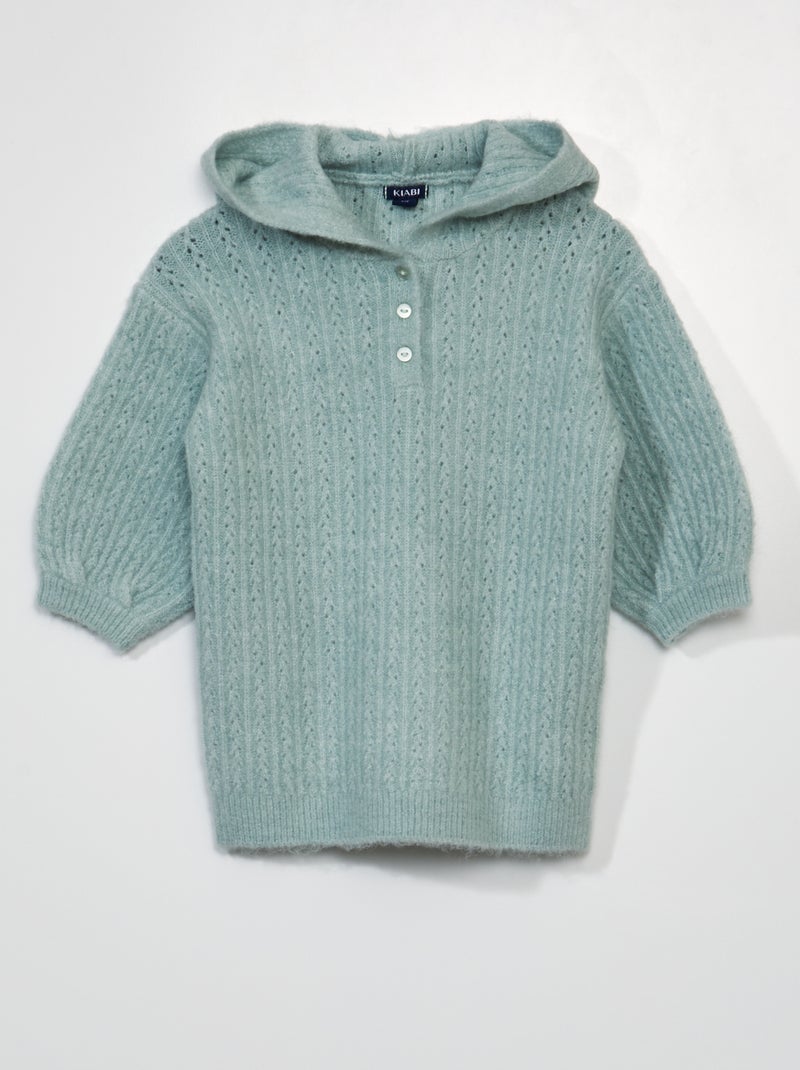 Vestido de punto con capucha VERDE - Kiabi