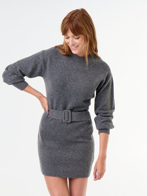 Vestido de punto con cinturón - Kiabi