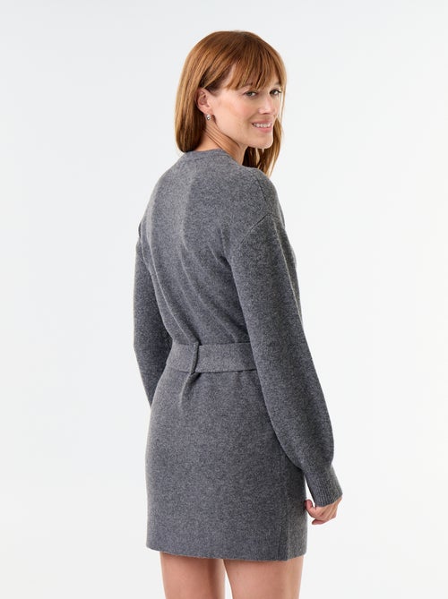 Vestido de punto con cinturón - Kiabi