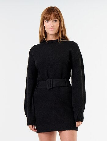 Vestido de punto con cinturón