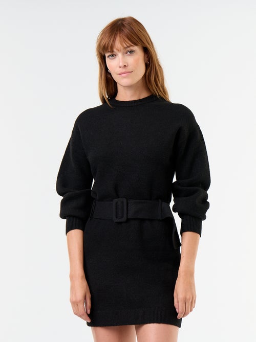 Vestido de punto con cinturón - Kiabi