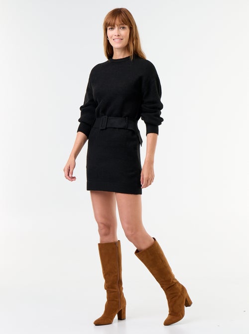 Vestido de punto con cinturón - Kiabi