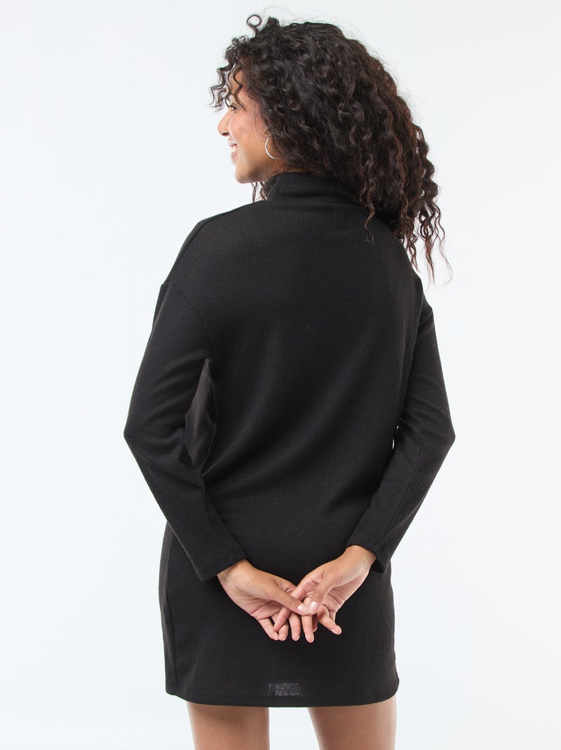 Vestido de punto con cuello alto Negro - Kiabi