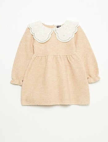 Vestido de punto con cuello Claudine