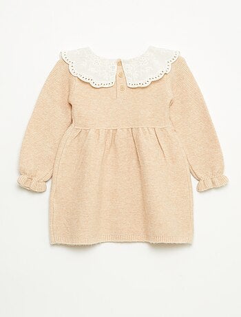 Vestido de punto con cuello Claudine