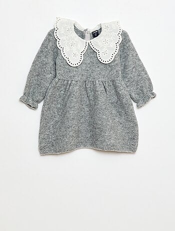 Vestido de punto con cuello Claudine