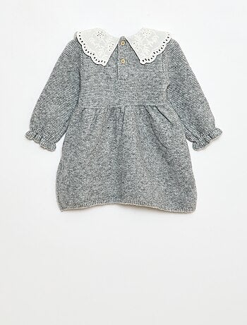 Vestido de punto con cuello Claudine