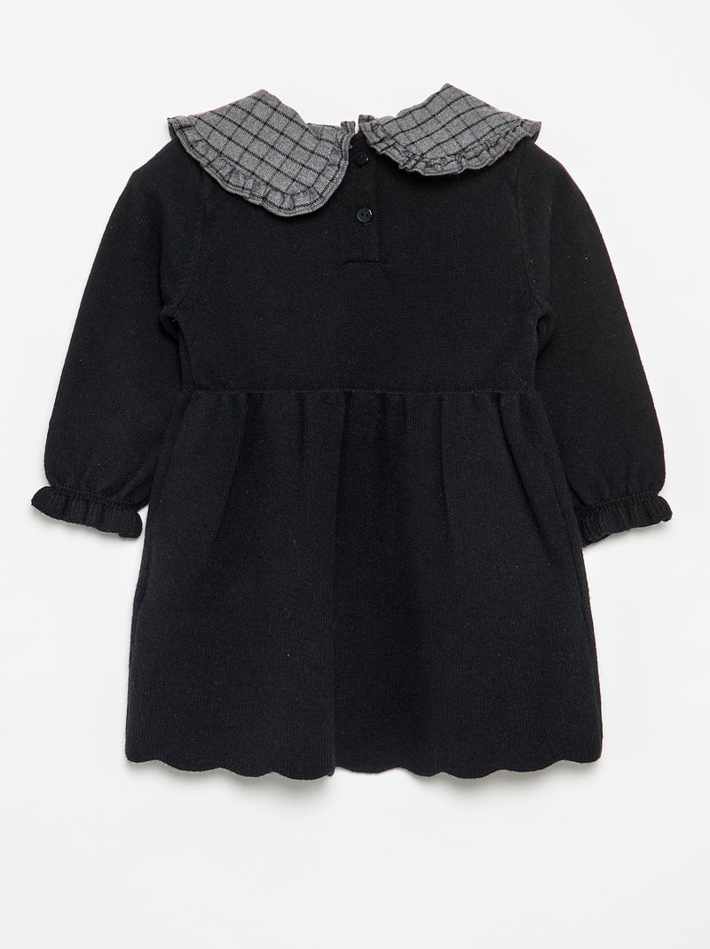 Vestido de punto con cuello Claudine Negro - Kiabi
