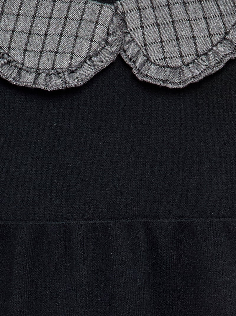 Vestido de punto con cuello Claudine Negro - Kiabi