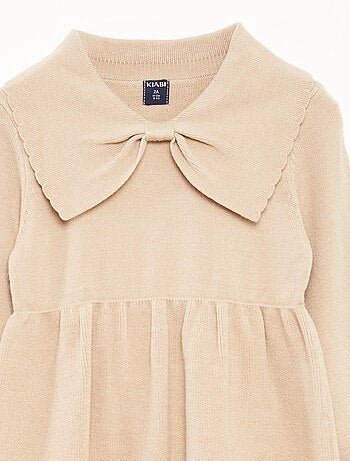 Vestido de punto con cuello de lazo