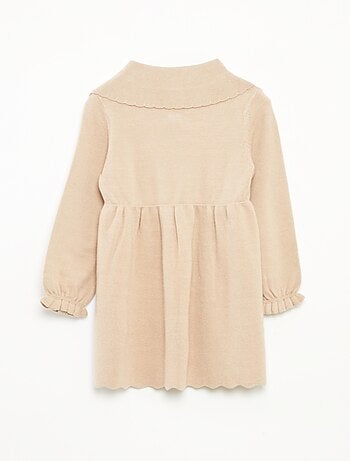 Vestido de punto con cuello de lazo