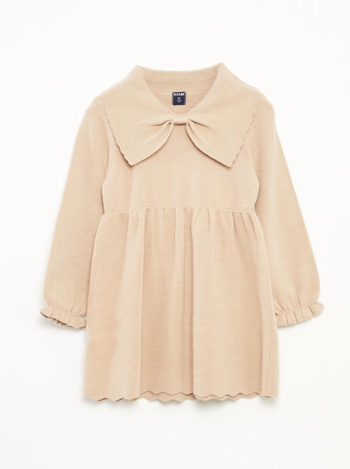Vestido de punto con cuello de lazo - Kiabi