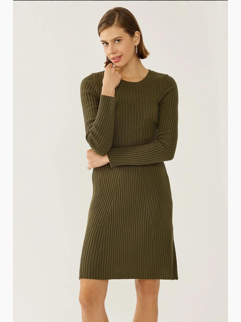 Vestido de punto con cuello redondo hiccup Caqui - Kiabi