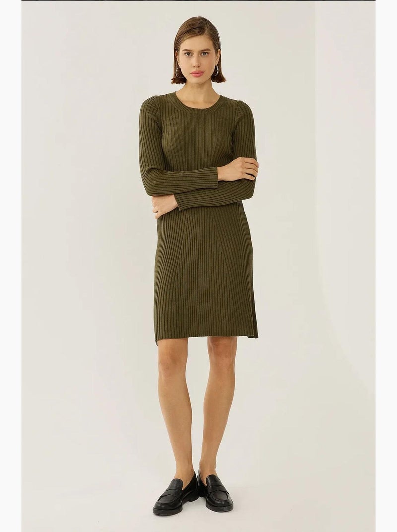 Vestido de punto con cuello redondo hiccup Caqui - Kiabi