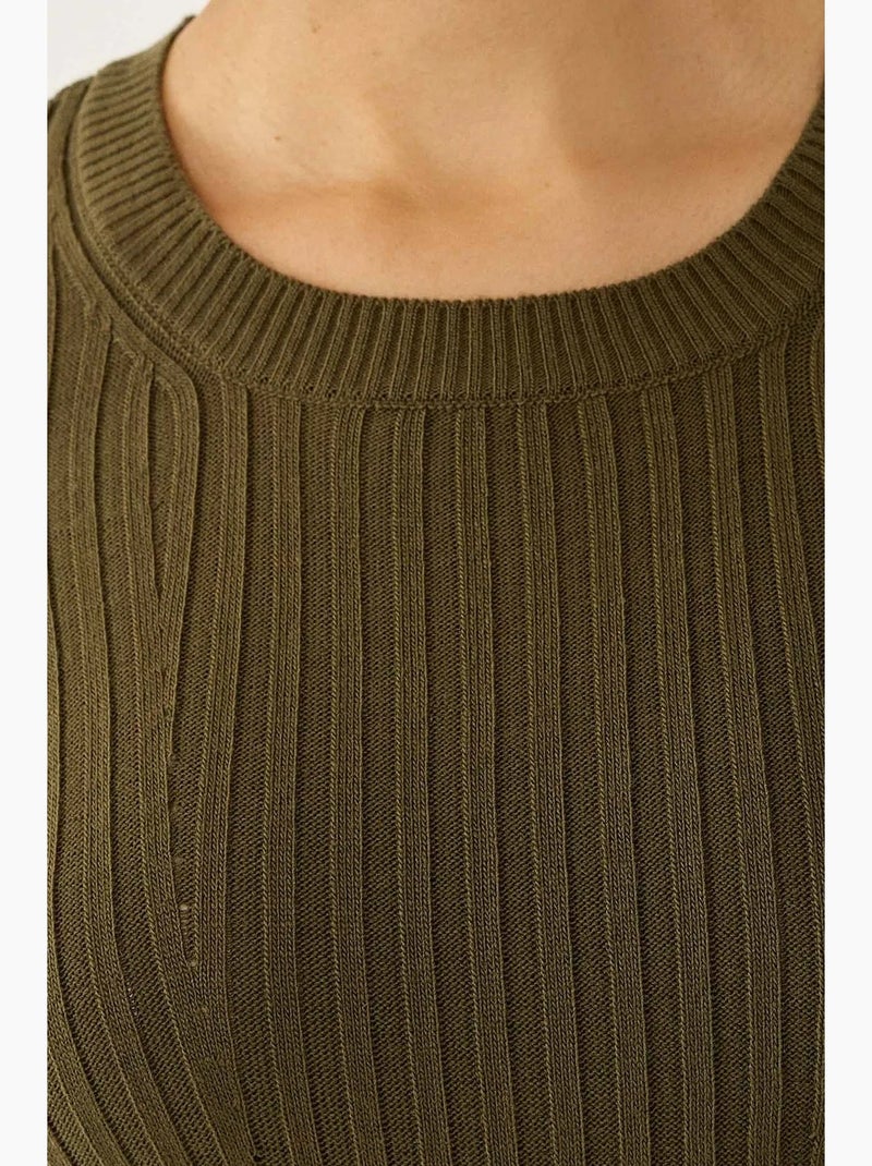 Vestido de punto con cuello redondo hiccup Caqui - Kiabi