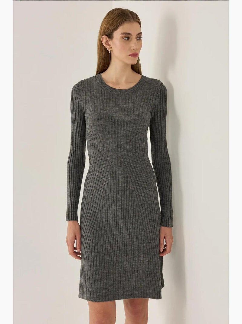 Vestido de punto con cuello redondo hiccup Gris - Kiabi