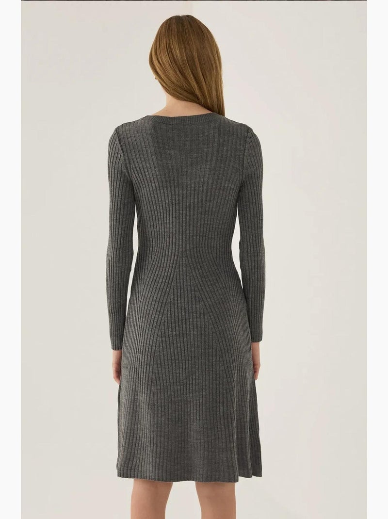 Vestido de punto con cuello redondo hiccup Gris - Kiabi