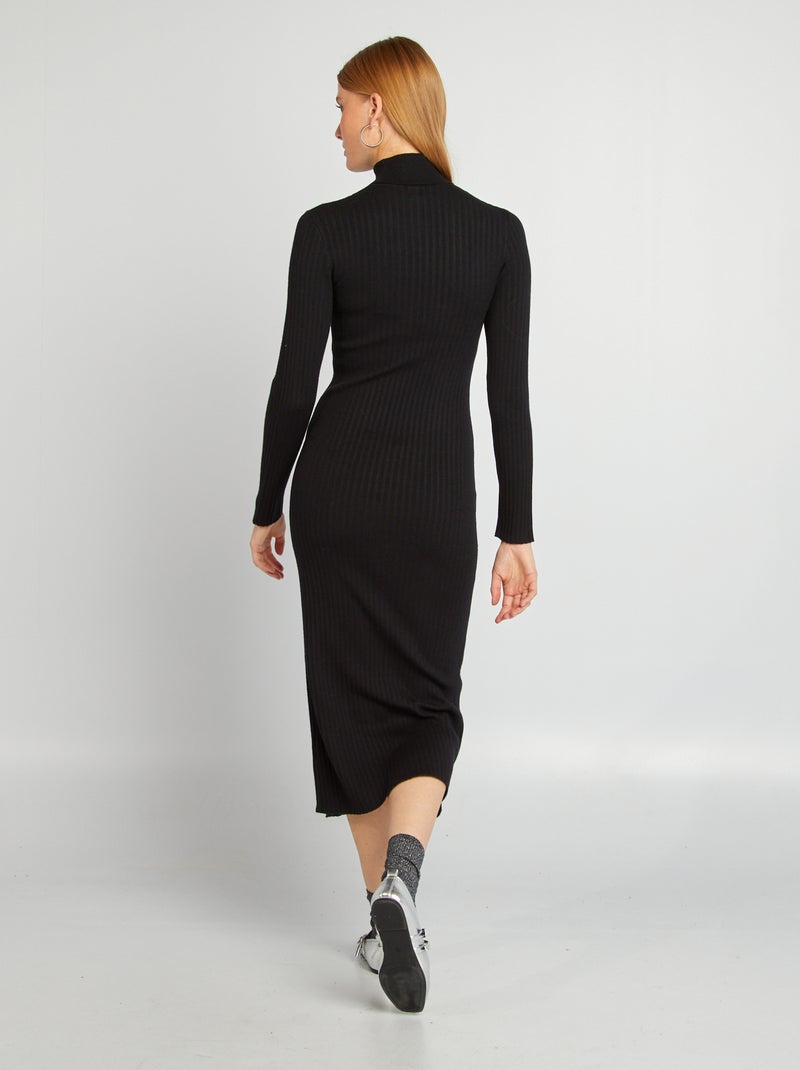 Vestido de punto con cuello vuelto negro - Kiabi