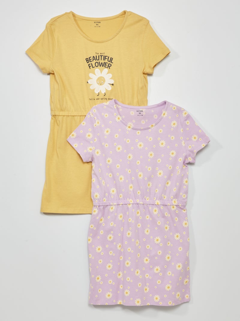 Vestido de punto con estampado  - Pack de 2 AMARILLO - Kiabi