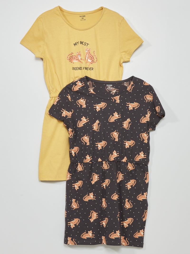 Vestido de punto con estampado  - Pack de 2 AMARILLO - Kiabi
