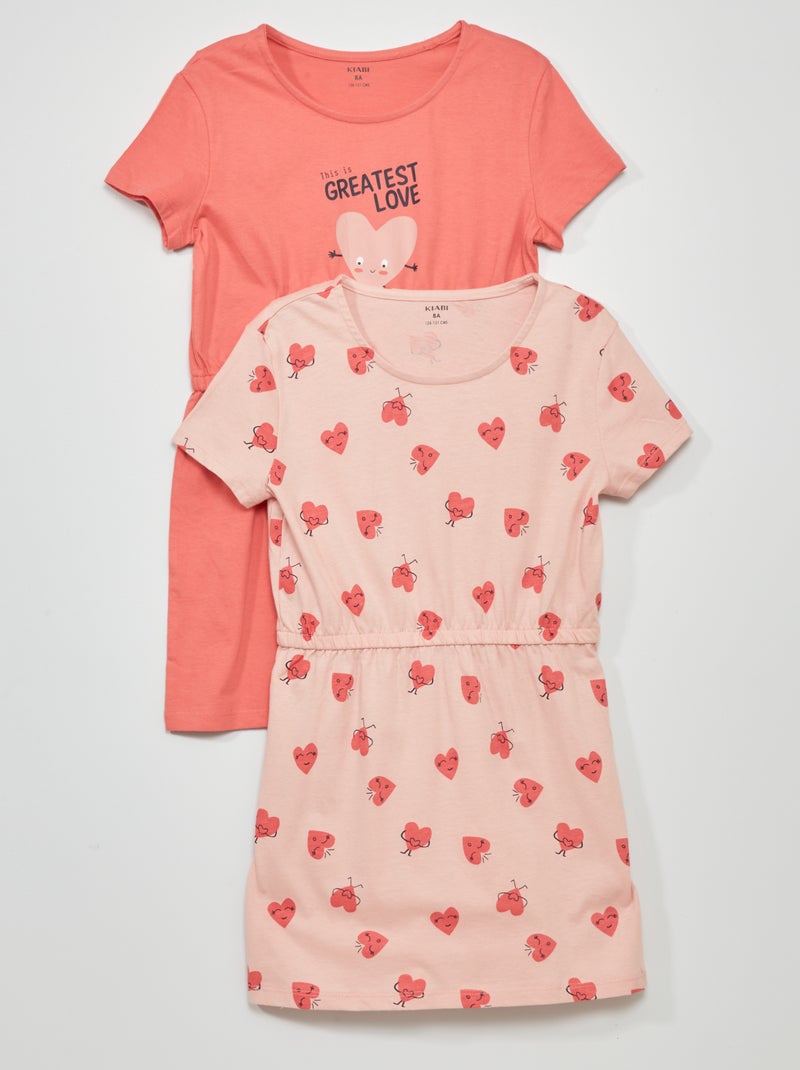 Vestido de punto con estampado  - Pack de 2 ROSA - Kiabi