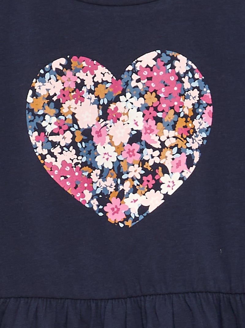 Vestido de punto con estampado de corazón con flores AZUL - Kiabi