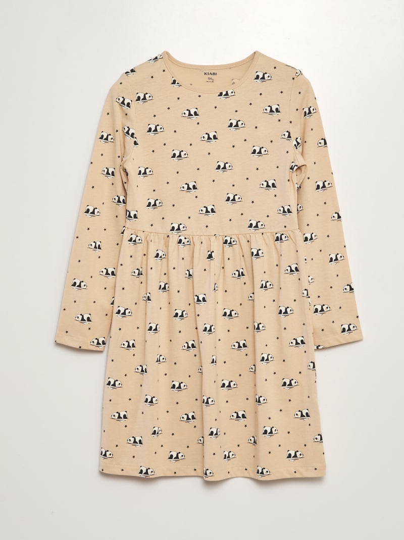 Vestido de punto con estampado de fantasía BEIGE - Kiabi