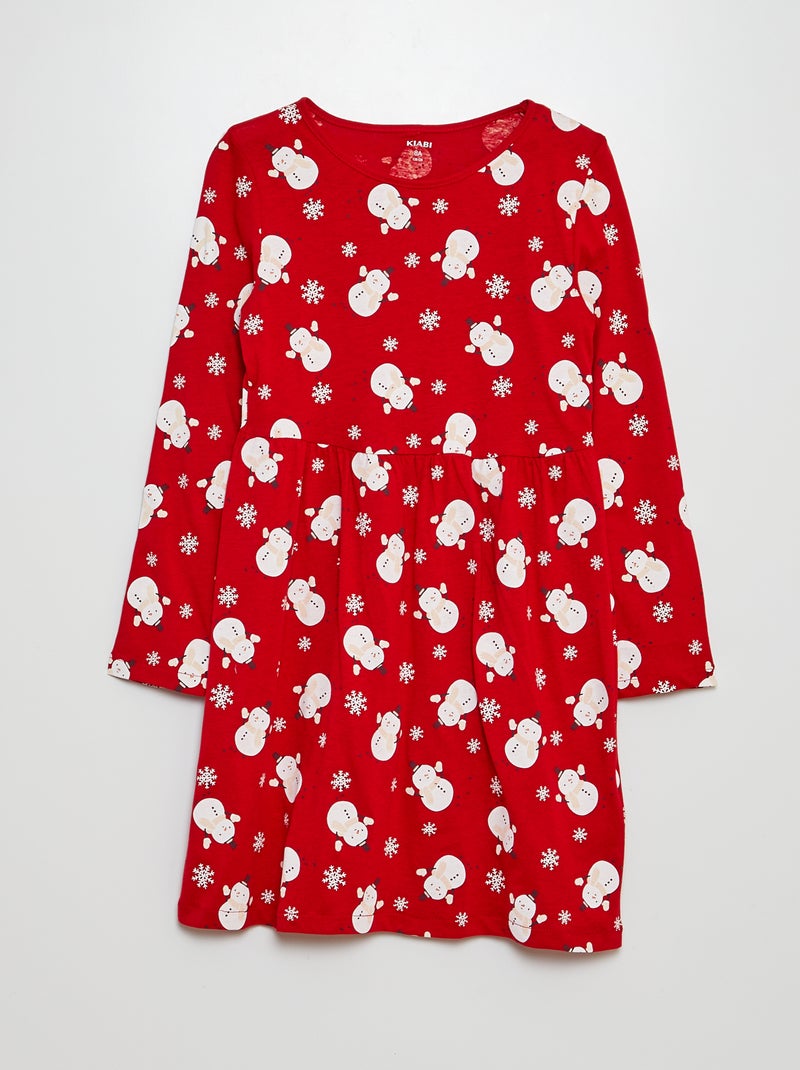 Vestido de punto con estampado de fantasía ROJO - Kiabi