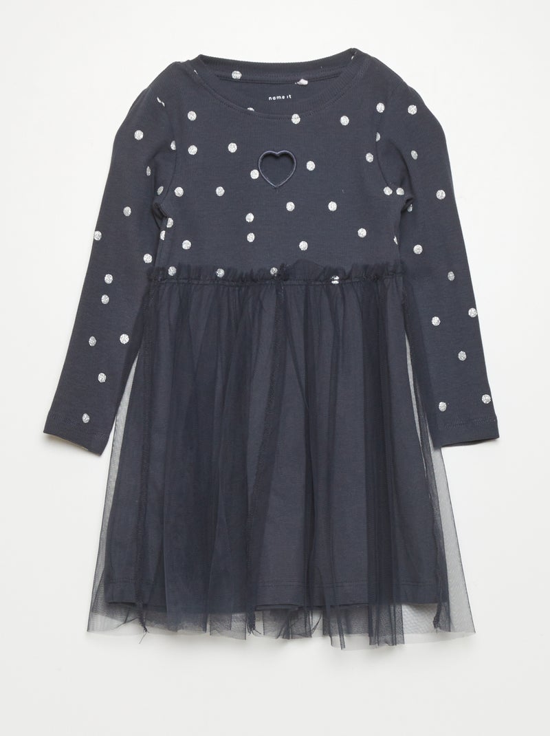 Vestido de punto con estampado de 'lunares' AZUL - Kiabi