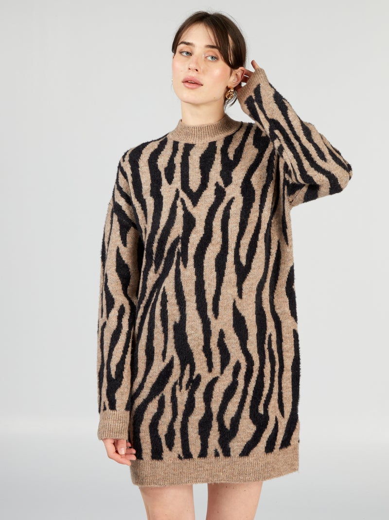 Vestido de punto con estampado NEGRO - Kiabi
