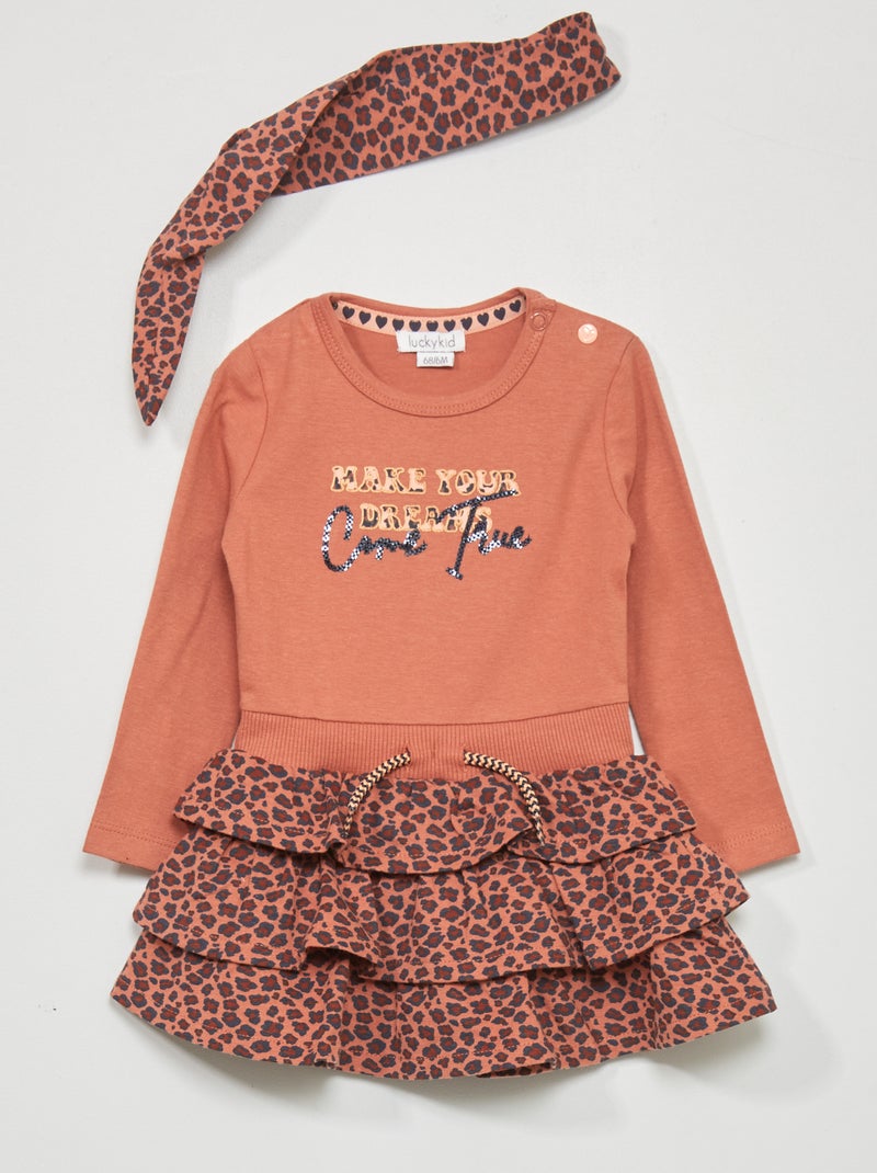 Vestido de punto con estampado ROSA - Kiabi
