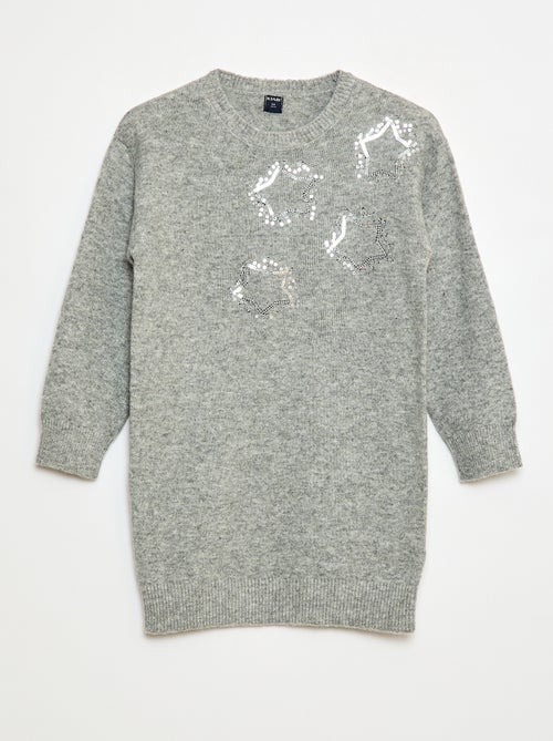 Vestido de punto con estrellas de lentejuelas - Kiabi