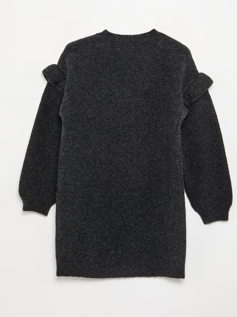 Vestido de punto con hombros con volantes Gris - Kiabi