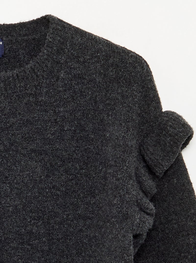 Vestido de punto con hombros con volantes Gris - Kiabi