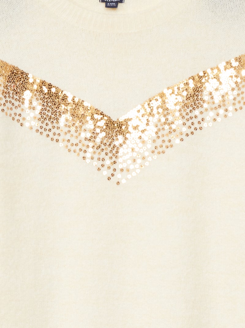 Vestido de punto con lentejuelas BLANCO - Kiabi