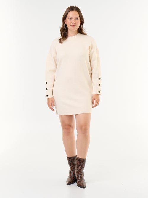 Vestido de punto con mangas abotonadas - Kiabi Vestido de punto con mangas abotonadas - Kiabi