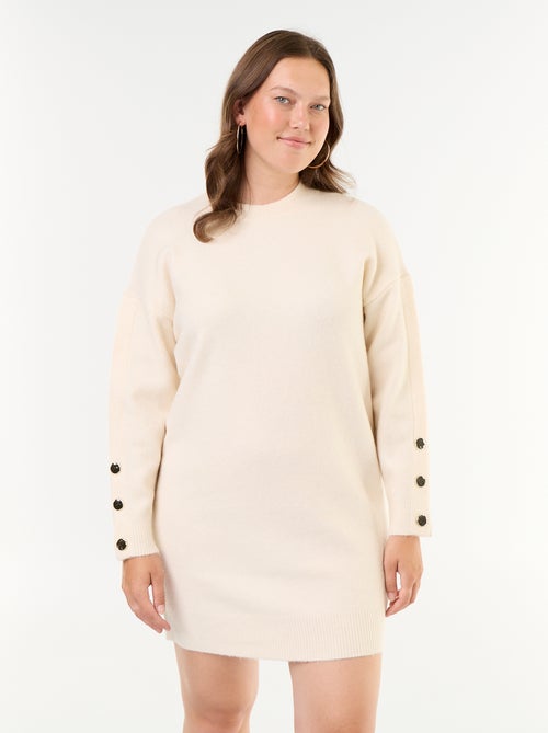 Vestido de punto con mangas abotonadas - Kiabi Vestido de punto con mangas abotonadas - Kiabi