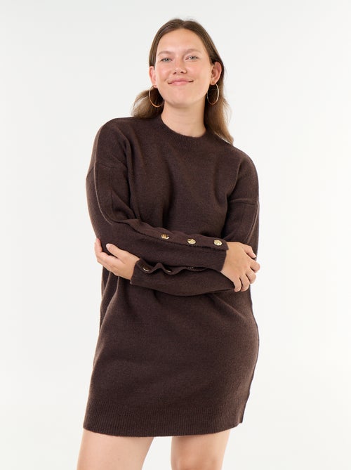 Vestido de punto con mangas abotonadas - Kiabi