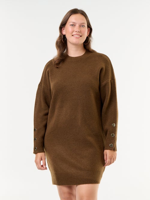 Vestido de punto con mangas abotonadas - Kiabi Vestido de punto con mangas abotonadas - Kiabi