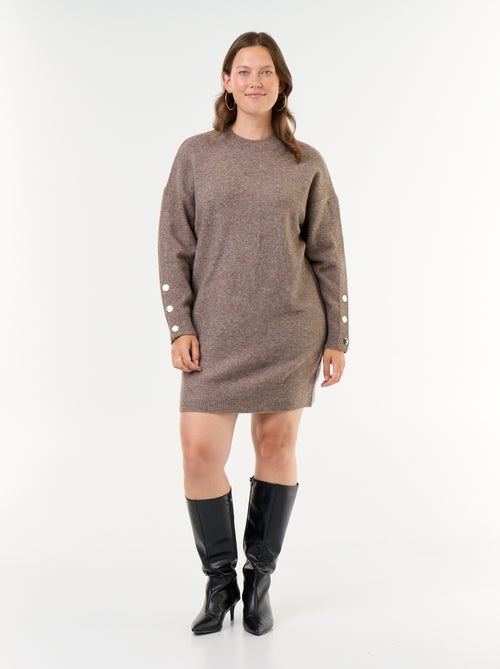 Vestido de punto con mangas abotonadas - Kiabi