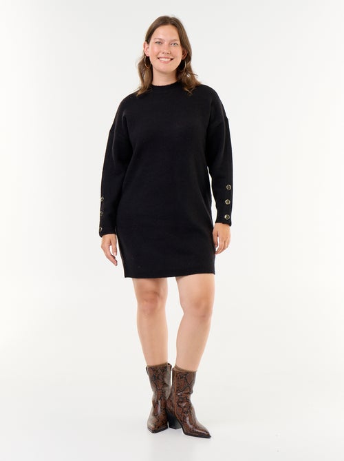Vestido de punto con mangas abotonadas - Kiabi Vestido de punto con mangas abotonadas - Kiabi