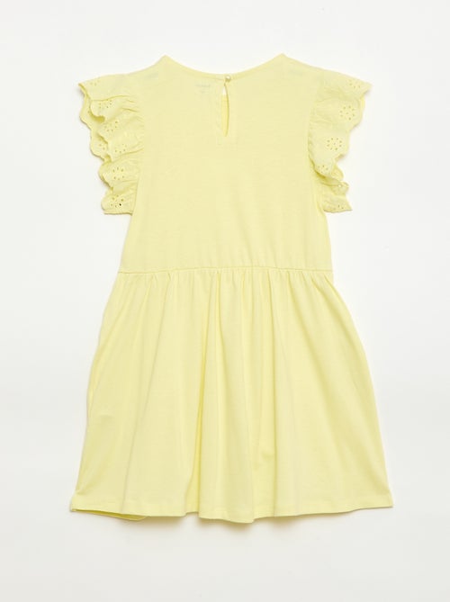 Vestido de punto con mangas cortas en bordado inglés - Kiabi