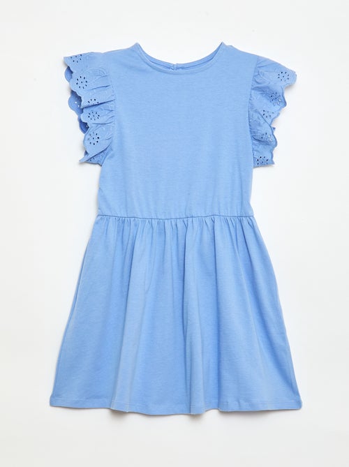 Vestido de punto con mangas cortas en bordado inglés - Kiabi